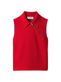Sleeveless Cashmere Polo Shirt