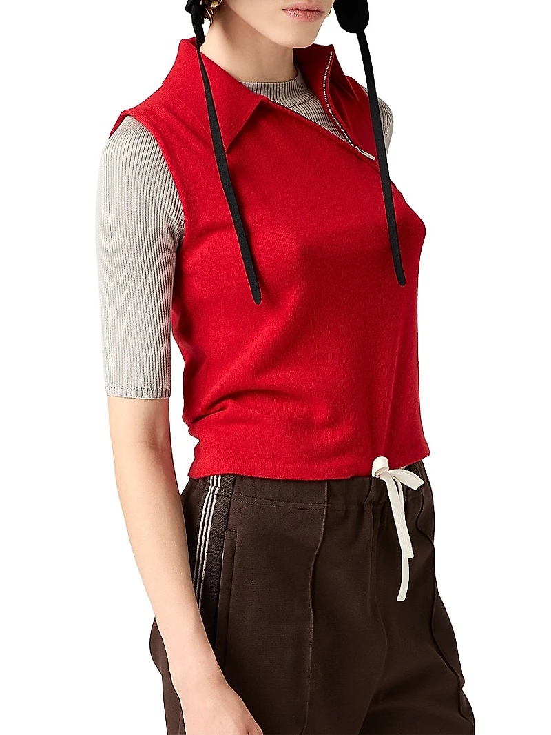 Sleeveless Cashmere Polo Shirt