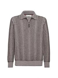 Cashmere Vanisé Chevron Knit Polo Shirt