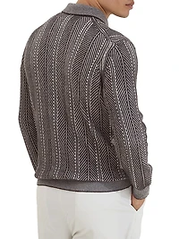 Cashmere Vanisé Chevron Knit Polo Shirt