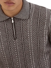 Cashmere Vanisé Chevron Knit Polo Shirt
