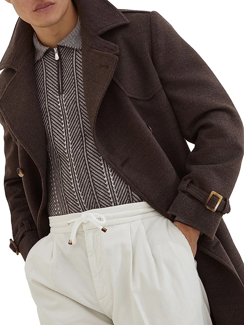 Cashmere Vanisé Chevron Knit Polo Shirt