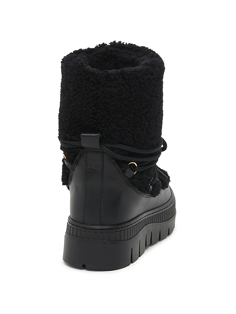 55MM Shearling-Trimmed Leather Ankle Boots