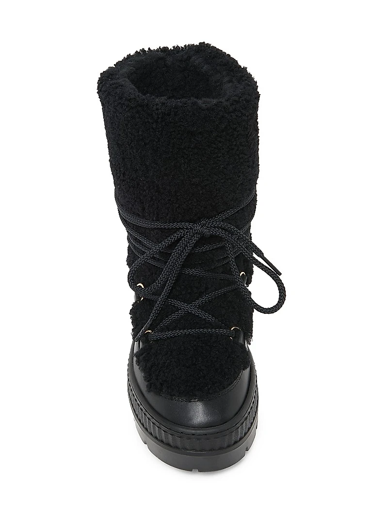 55MM Shearling-Trimmed Leather Ankle Boots