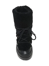55MM Shearling-Trimmed Leather Ankle Boots