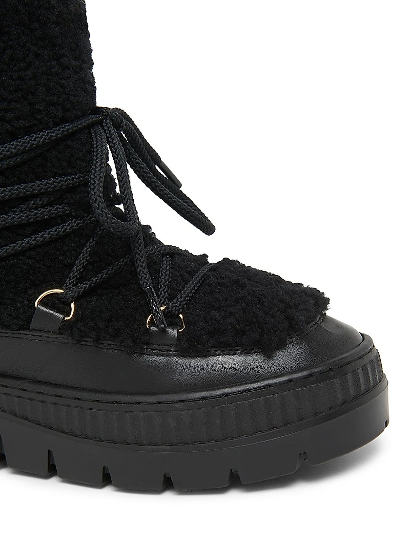 55MM Shearling-Trimmed Leather Ankle Boots