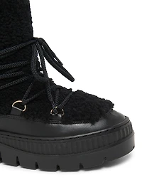 55MM Shearling-Trimmed Leather Ankle Boots