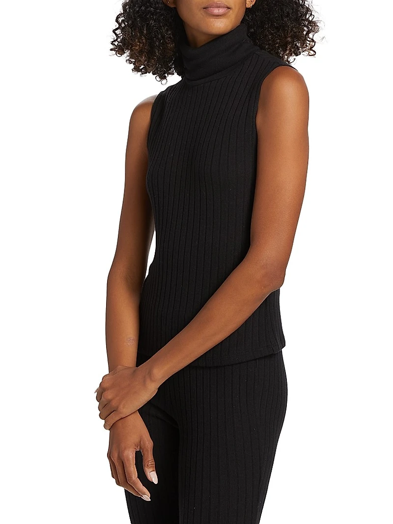 Ceci Sleeveless Turtleneck Knit Top