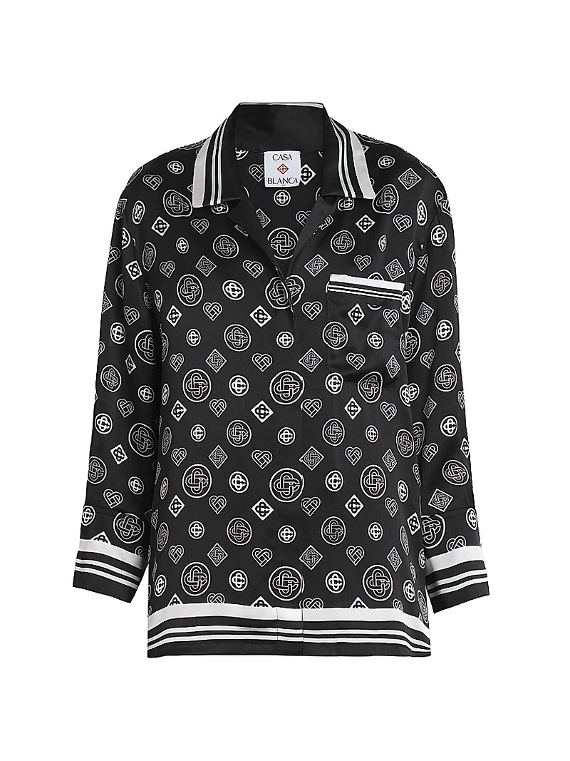 Monogram Silk Pajama Shirt