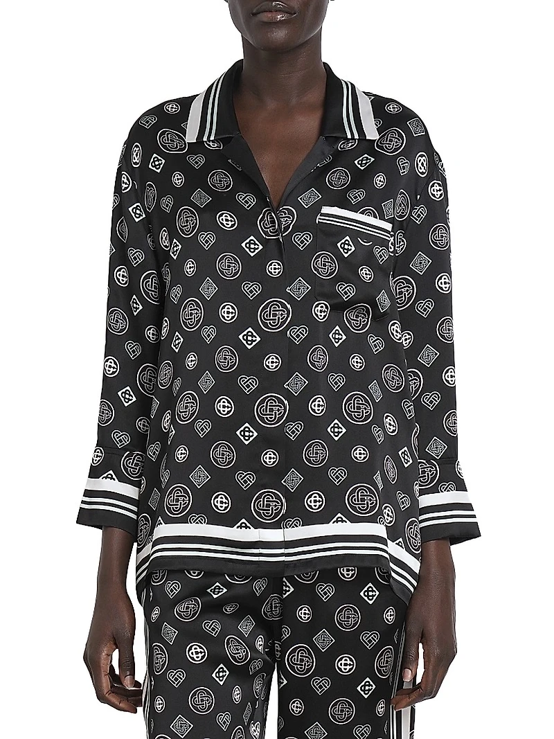 Monogram Silk Pajama Shirt