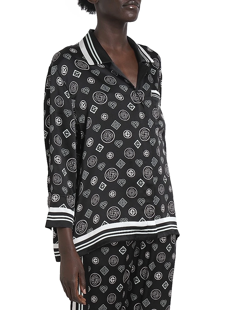 Monogram Silk Pajama Shirt