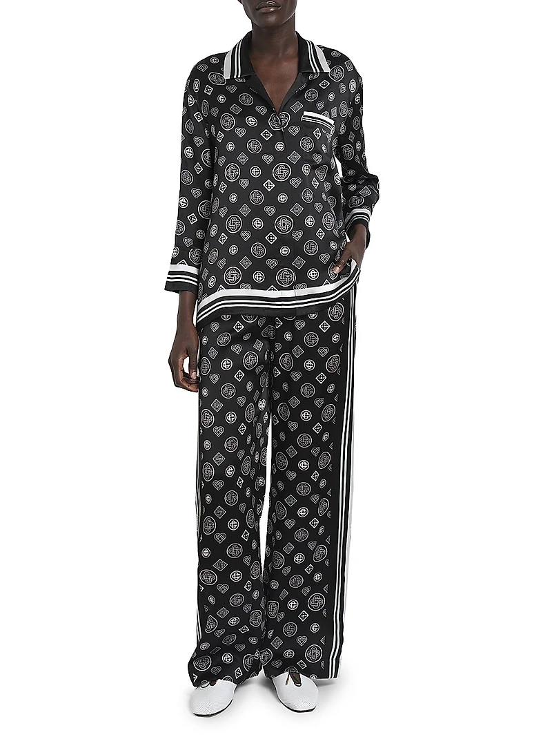 Monogram Silk Pajama Shirt
