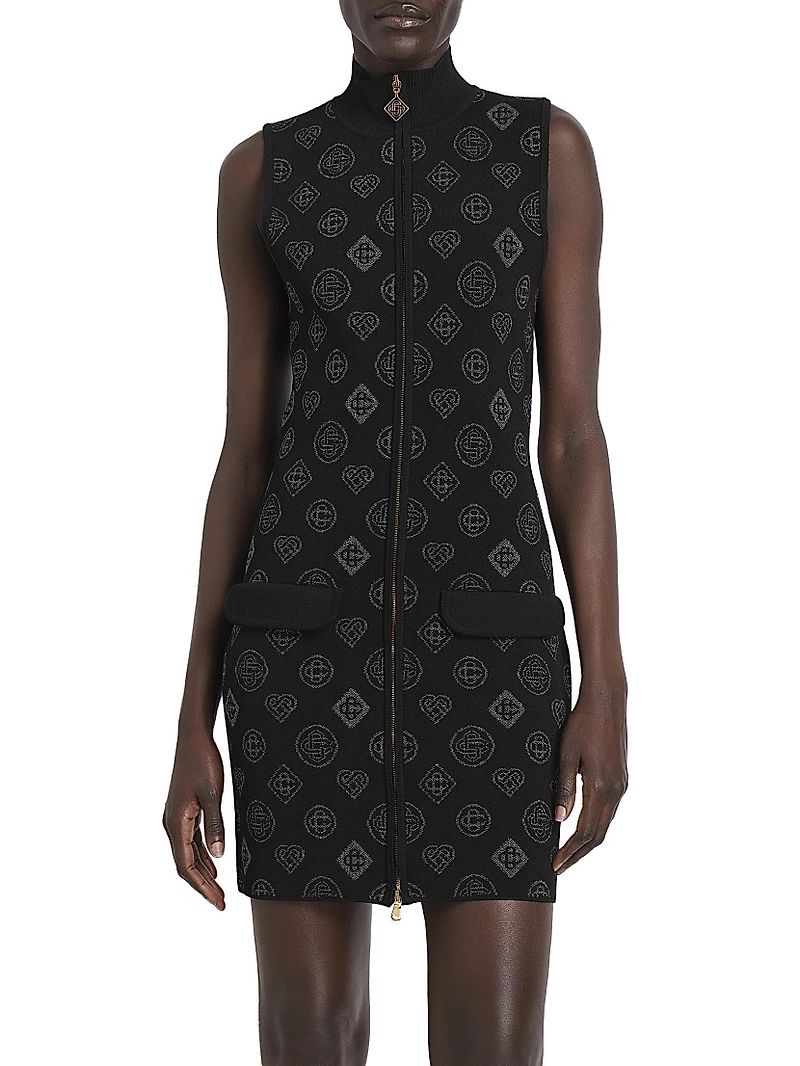 City Jacquard Turtleneck Minidress