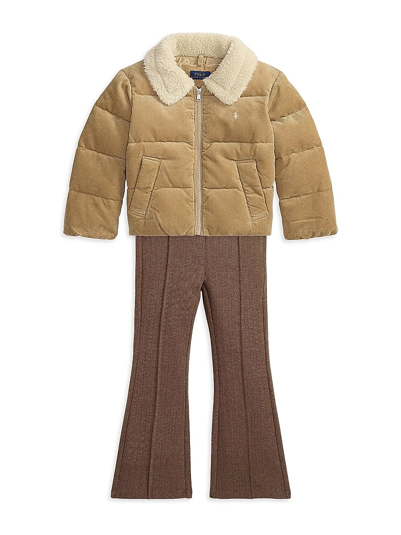 Little Girl's & Knit Jacquard Herringbone Pants