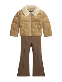 Little Girl's & Knit Jacquard Herringbone Pants