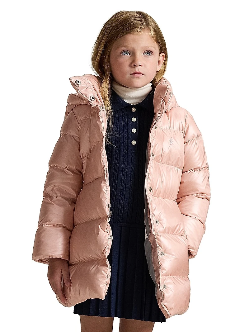 Girl's Cecilia Metallic Down Parka Coat