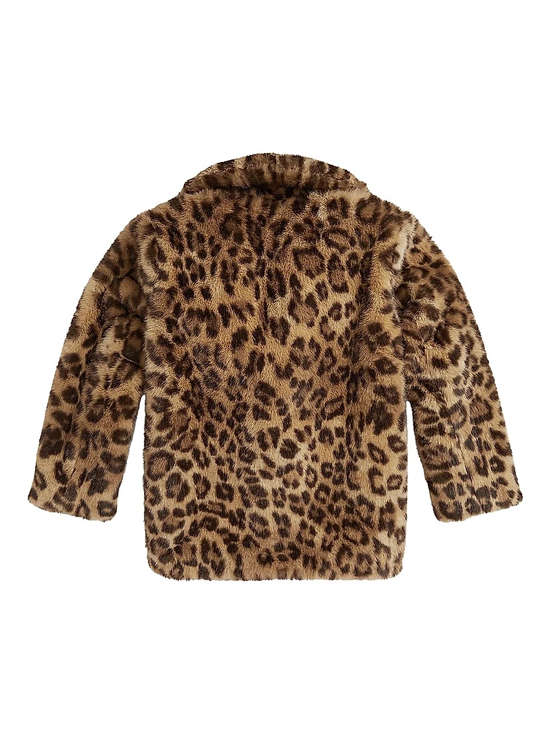 Litlle Girl's & Leopard-Print Faux-Fur Coat