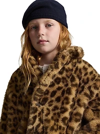 Litlle Girl's & Leopard-Print Faux-Fur Coat