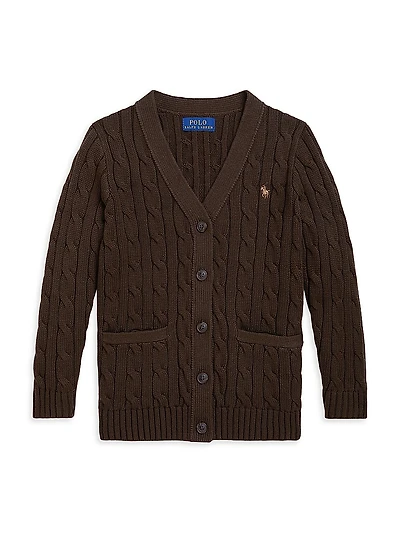 Little Girl's & Cable-Knit Cotton Cardigan