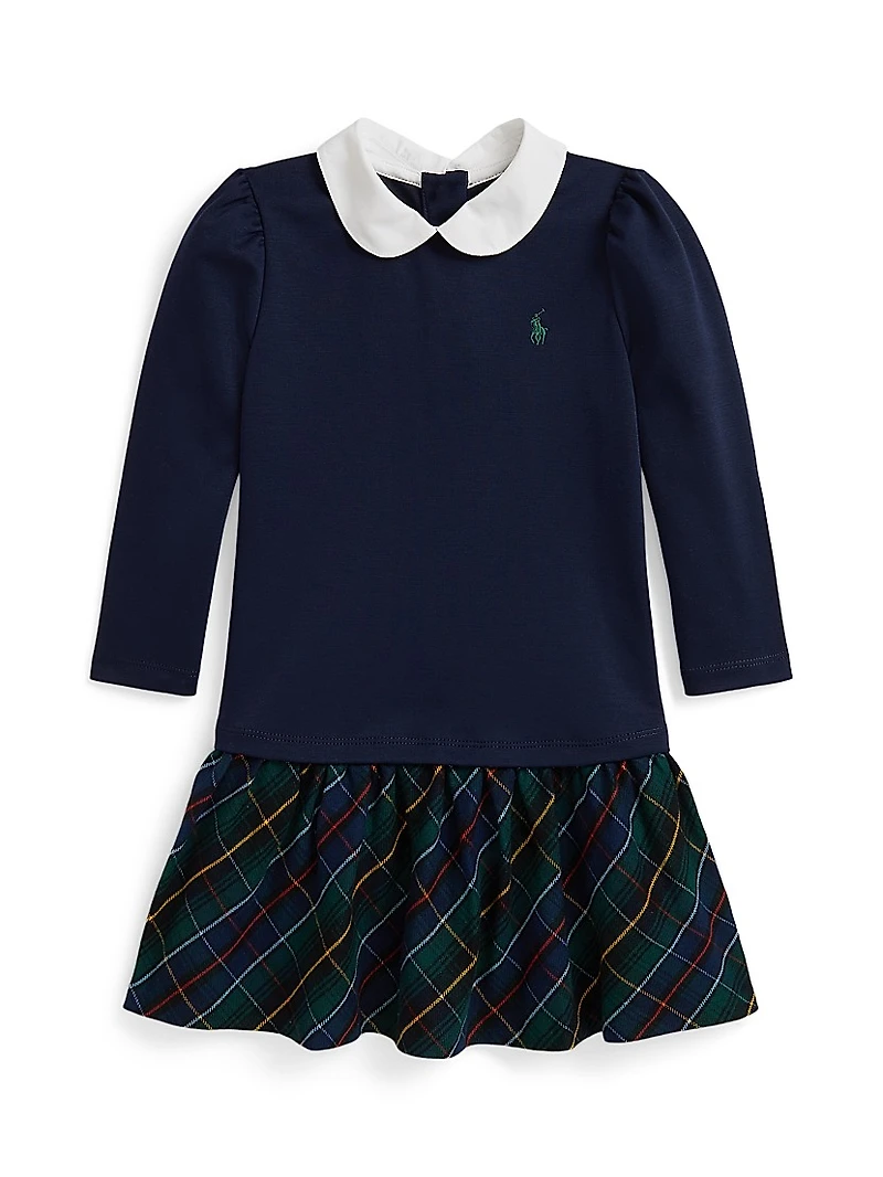 Little Girl's & Polo Plaid Long-Sleeve Dress
