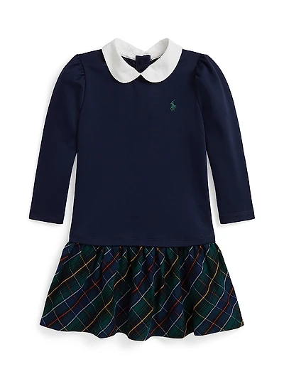 Little Girl's & Polo Plaid Long-Sleeve Dress