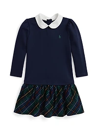 Little Girl's & Polo Plaid Long-Sleeve Dress