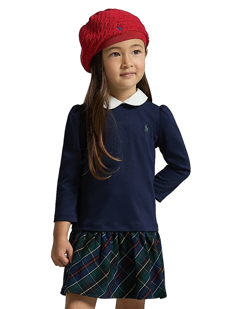 Little Girl's & Polo Plaid Long-Sleeve Dress