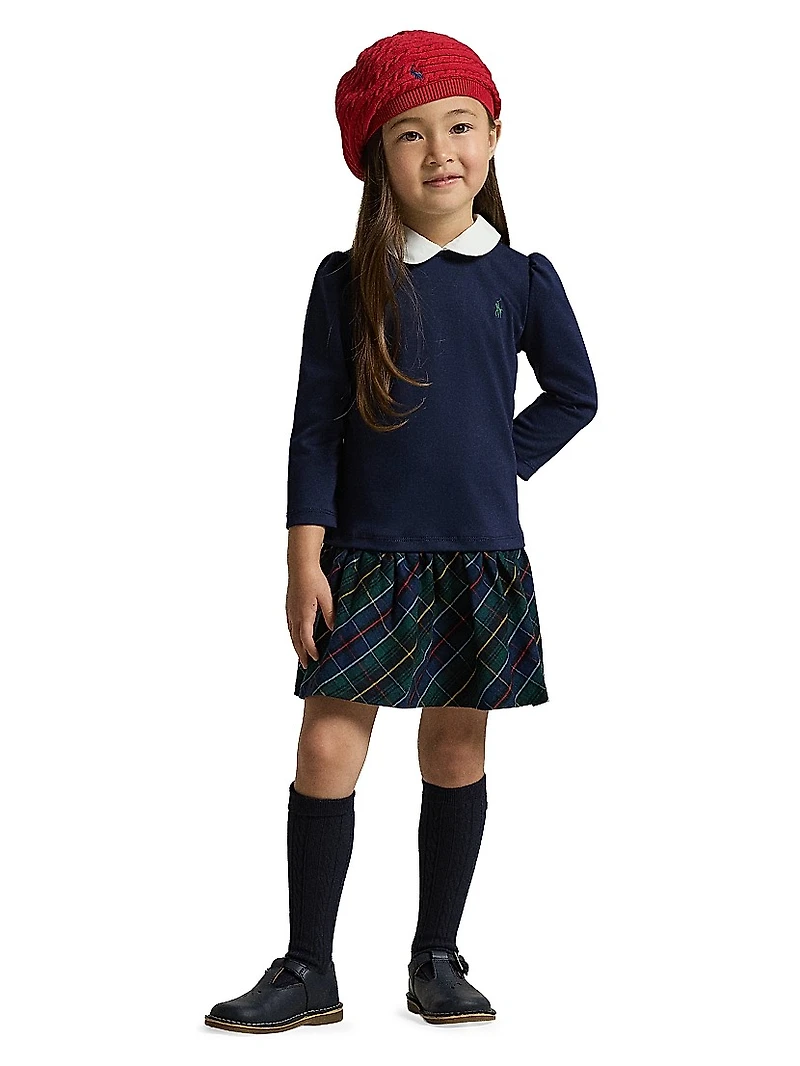 Little Girl's & Polo Plaid Long-Sleeve Dress
