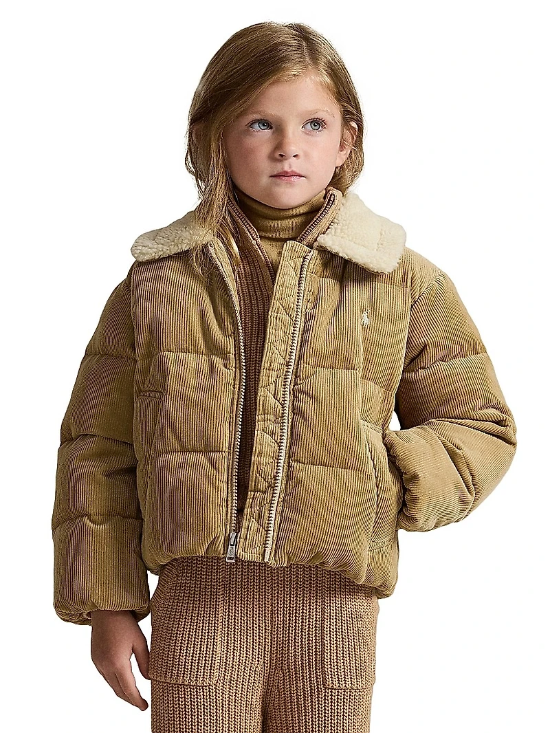 Little Girl's & Cotton Corduroy Puffer Jacket