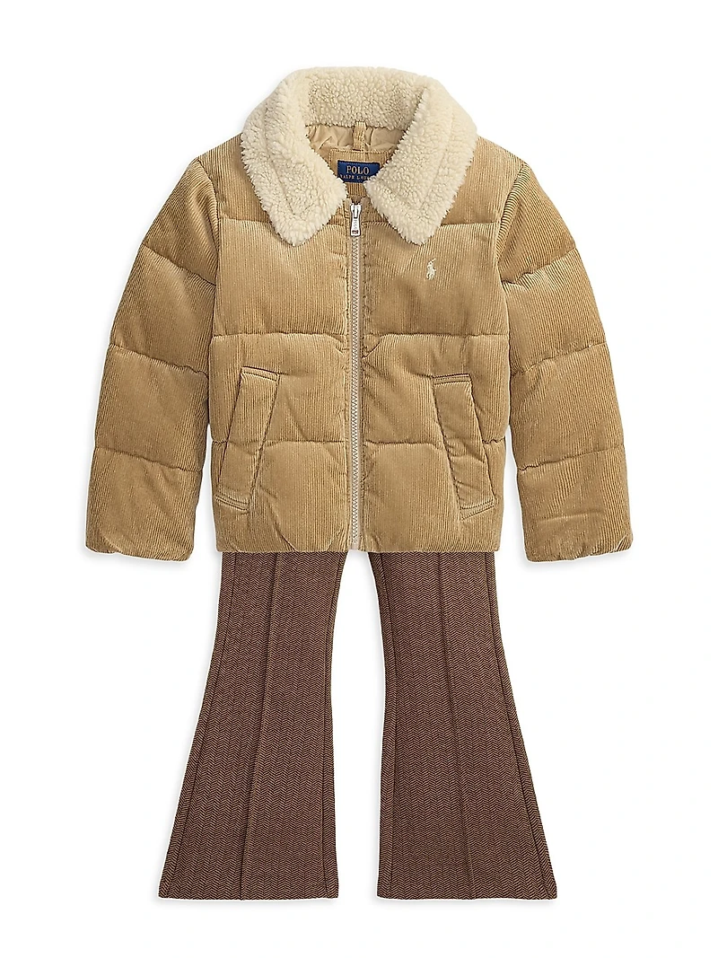 Little Girl's & Cotton Corduroy Puffer Jacket