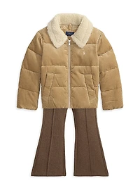 Little Girl's & Cotton Corduroy Puffer Jacket