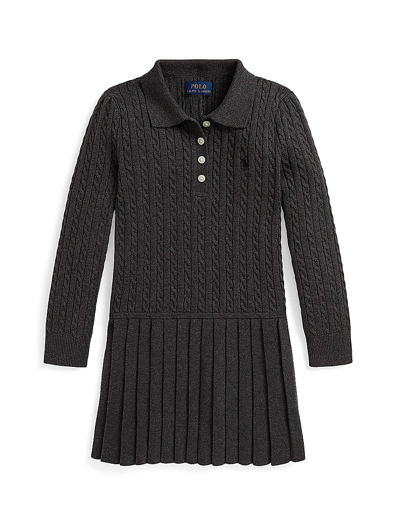 Little Girl's & Cable-Knit Sweater Shirtdress