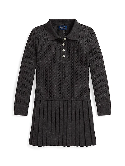 Little Girl's & Cable-Knit Sweater Shirtdress