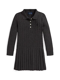 Little Girl's & Cable-Knit Sweater Shirtdress