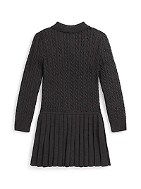 Little Girl's & Cable-Knit Sweater Shirtdress