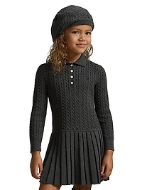 Little Girl's & Cable-Knit Sweater Shirtdress