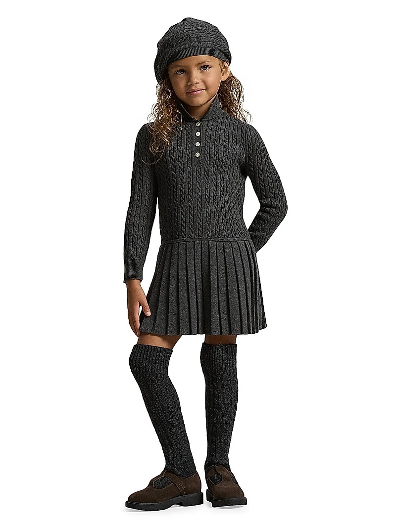 Little Girl's & Cable-Knit Sweater Shirtdress