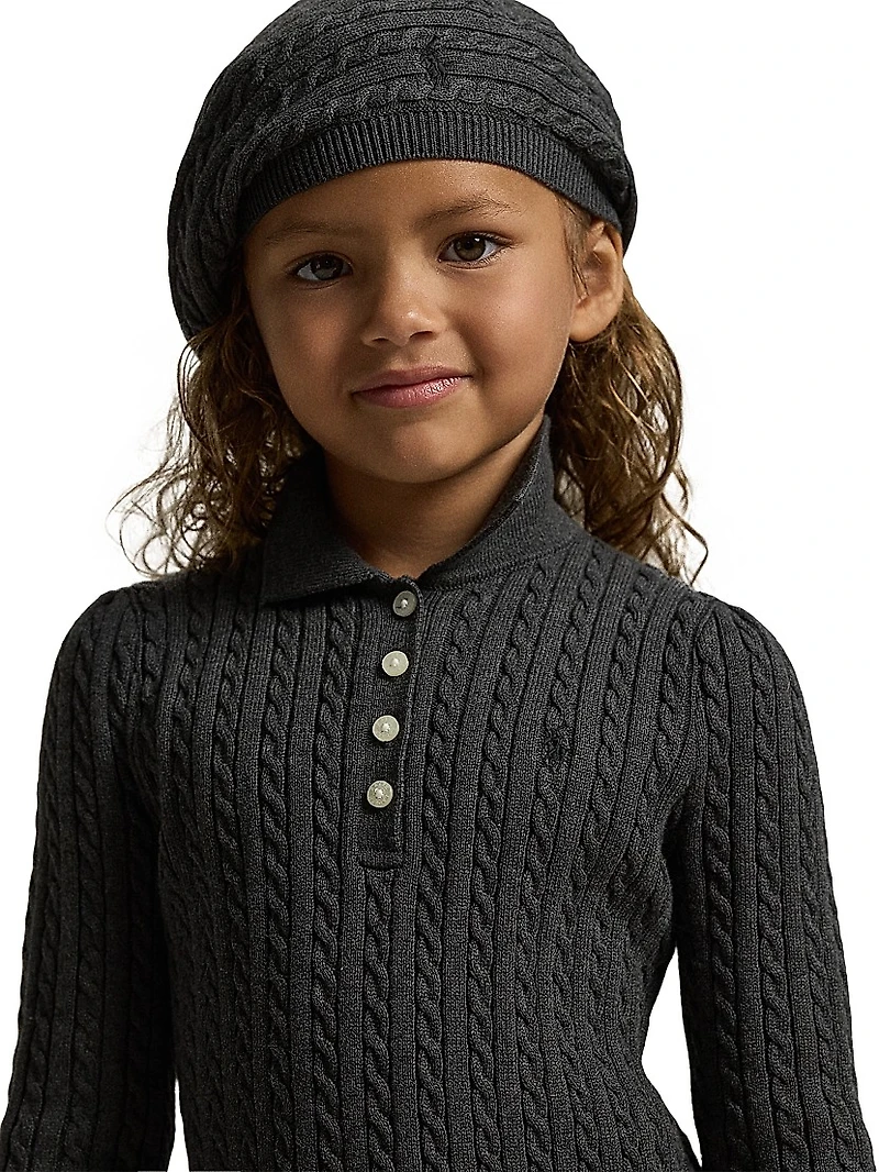 Little Girl's & Cable-Knit Sweater Shirtdress