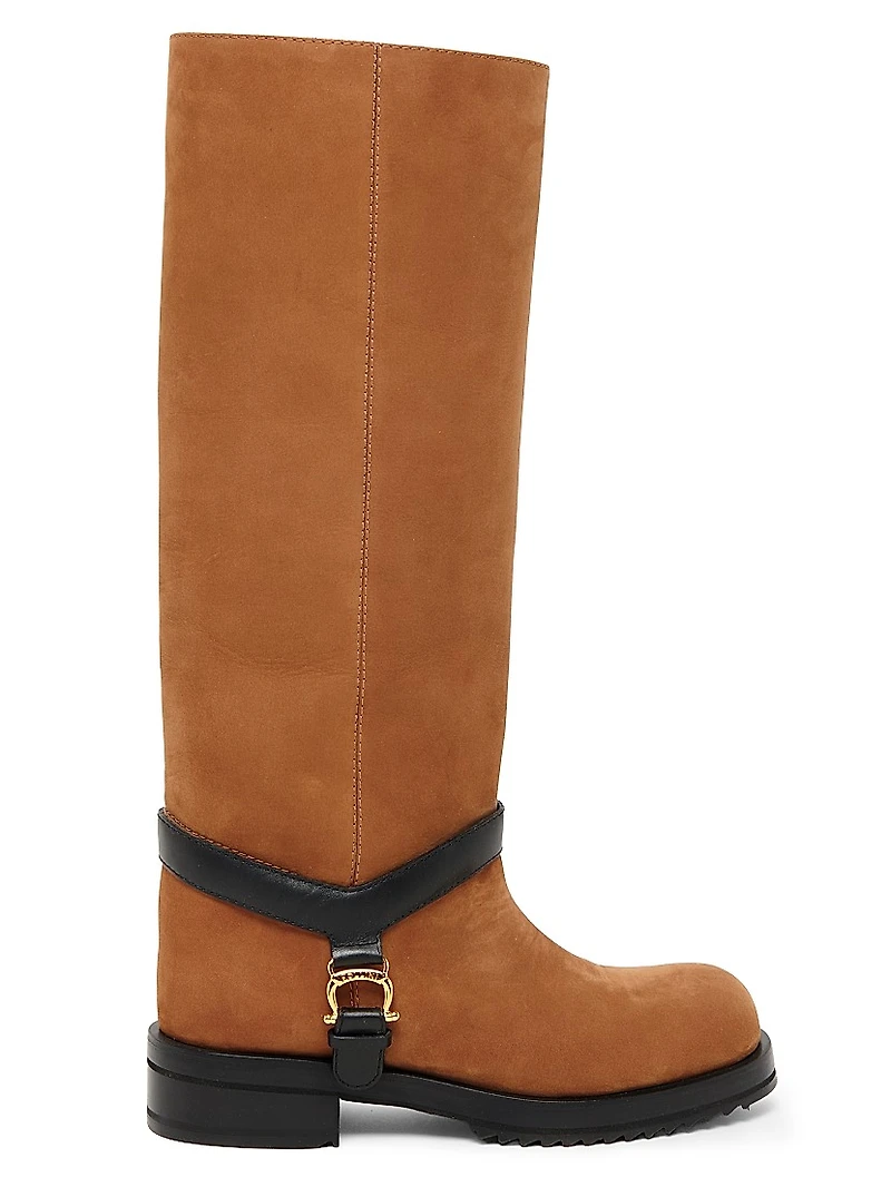 40MM Suede & Leather Knee-High Boots