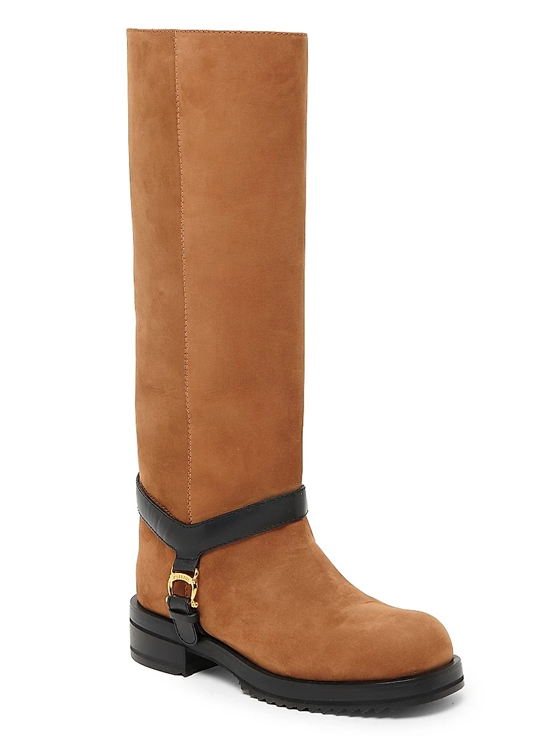 40MM Suede & Leather Knee-High Boots