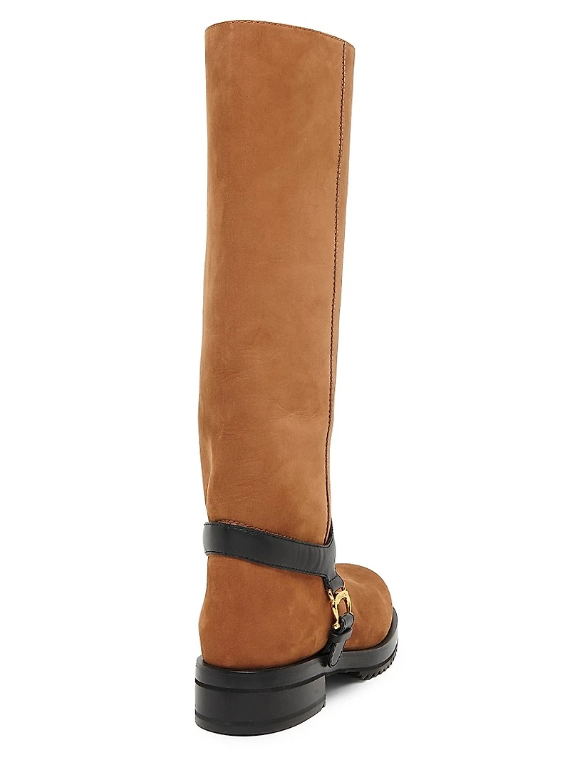 40MM Suede & Leather Knee-High Boots