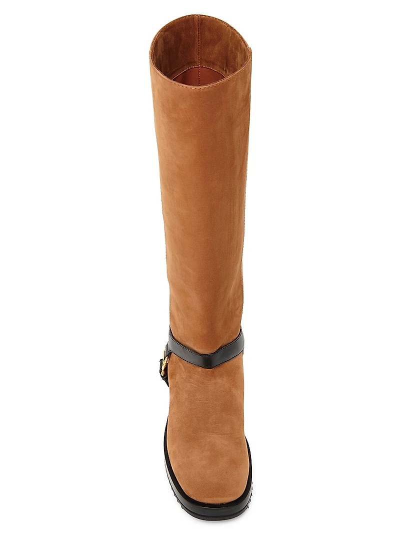 40MM Suede & Leather Knee-High Boots