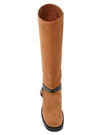 40MM Suede & Leather Knee-High Boots