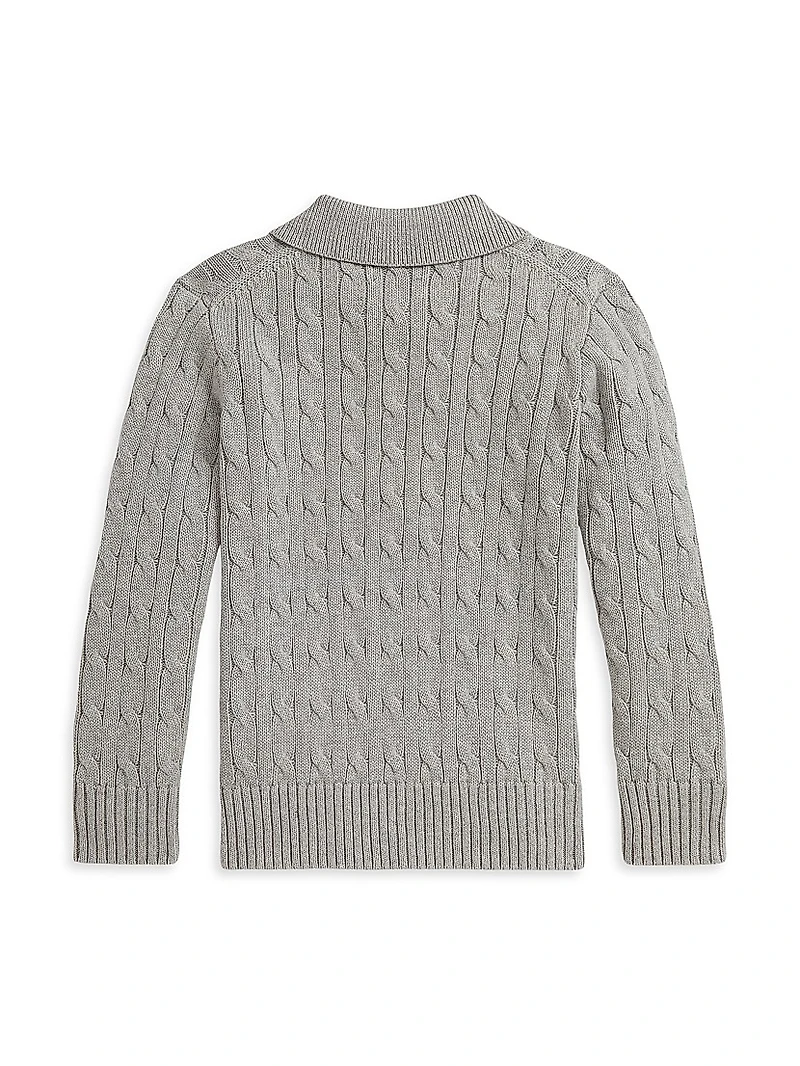 Little Boy's & Cable-Knit Cotton Collared Sweater