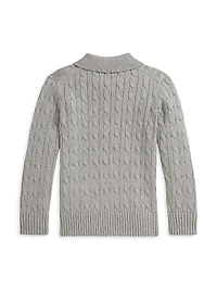 Little Boy's & Cable-Knit Cotton Collared Sweater
