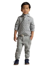 Little Boy's & Cable-Knit Cotton Collared Sweater