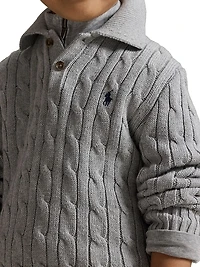 Little Boy's & Cable-Knit Cotton Collared Sweater