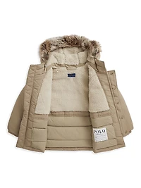 Little Boy's & Faux Fur Trim Down Parka