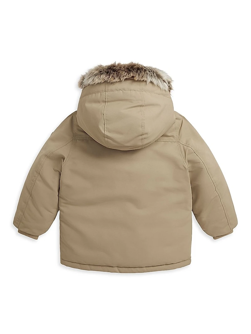 Little Boy's & Faux Fur Trim Down Parka