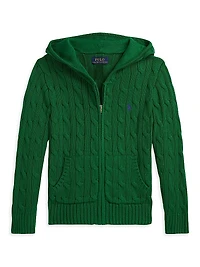 Little Boy's & Cable-Knit Zip-Up Sweater